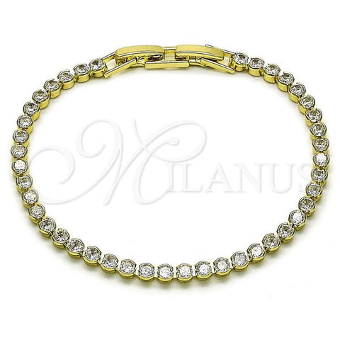 Oro Laminado Tennis Bracelet, Gold Filled Style with White Cubic Zirconia, Polished, Golden Finish, 03.213.0326.07