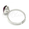 Rhodium Plated Multi Stone Ring, with Amethyst Swarovski Crystals, Polished, Rhodium Finish, 01.239.0004.2 (One size fits all)