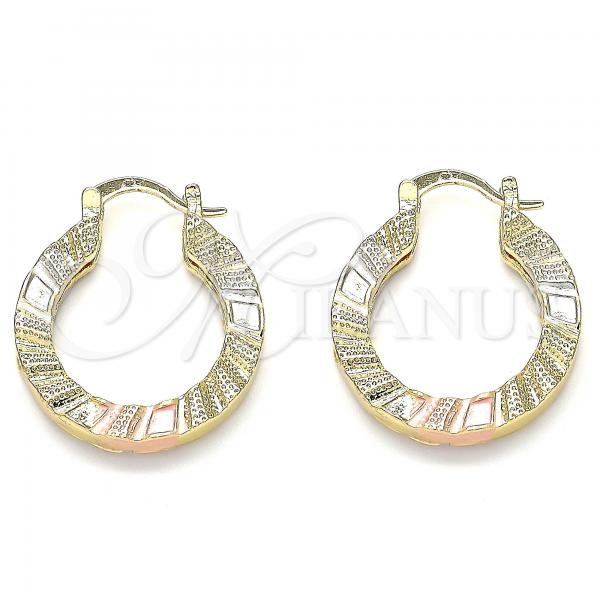 Oro Laminado Small Hoop, Gold Filled Style Polished, Tricolor, 02.170.0370.1.25