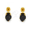 Stainless Steel Stud Earring, Teardrop Design, with Black Cubic Zirconia, Polished, Golden Finish, 02.271.0023.9