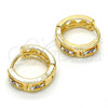 Oro Laminado Huggie Hoop, Gold Filled Style with Amethyst and White Crystal, Polished, Golden Finish, 02.165.0142.6