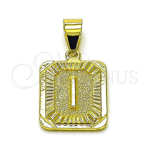 Oro Laminado Fancy Pendant, Gold Filled Style Initials Design, Diamond Cutting Finish, Golden Finish, 05.411.0051