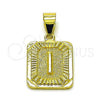 Oro Laminado Fancy Pendant, Gold Filled Style Initials Design, Diamond Cutting Finish, Golden Finish, 05.411.0051