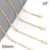 Oro Laminado Basic Necklace, Gold Filled Style Figaro Design, Polished, Golden Finish, 5.222.017.24