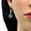 Oro Laminado Dangle Earring, Gold Filled Style Ball Design, with Multicolor Cubic Zirconia, Polished, Golden Finish, 5.123.026