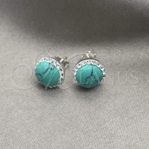 Sterling Silver Stud Earring, with Light Turquoise Pearl, Polished, Silver Finish, 02.399.0046