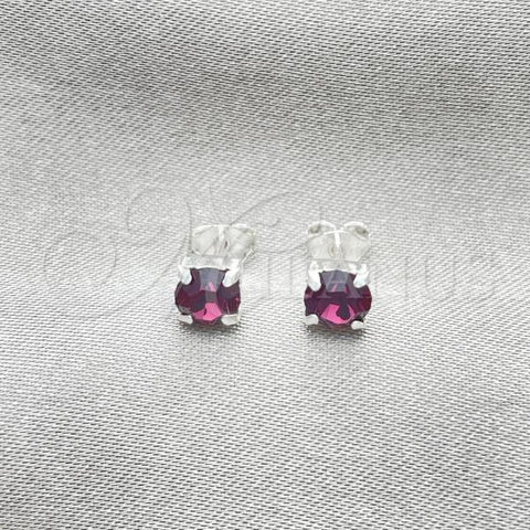 Sterling Silver Stud Earring, with Dark Amethyst Cubic Zirconia, Polished, Silver Finish, 02.397.0040.02