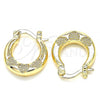 Oro Laminado Small Hoop, Gold Filled Style Heart Design, Polished, Golden Finish, 02.233.0036.15