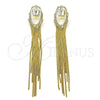 Oro Laminado Long Earring, Gold Filled Style Baguette Design, with White Cubic Zirconia, Polished, Golden Finish, 02.268.0113