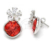 Rhodium Plated Stud Earring, Flower Design, with Padparadscha Swarovski Crystals and White Micro Pave, Polished, Rhodium Finish, 02.63.2580.2