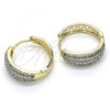 Oro Laminado Huggie Hoop, Gold Filled Style with White Cubic Zirconia, Polished, Two Tone, 02.210.0129.20