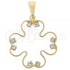 Oro Laminado Fancy Pendant, Gold Filled Style Flower Design, with  Cubic Zirconia, Golden Finish, 05.21.0029