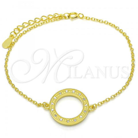 Sterling Silver Fancy Bracelet, with White Micro Pave, Polished, Golden Finish, 03.336.0024.2.07