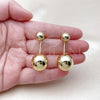 Oro Laminado Stud Earring, Gold Filled Style Ball and Hollow Design, Polished, Golden Finish, 02.156.0696