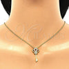 Sterling Silver Pendant Necklace, key Design, with White Cubic Zirconia, Polished, Golden Finish, 04.336.0049.2.16