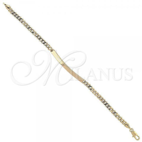 Oro Laminado ID Bracelet, Gold Filled Style Curb Design, Polished, Golden Finish, 5.227.012