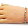 Oro Laminado Tennis Bracelet, Gold Filled Style Infinite and Hugs and Kisses Design, with White Cubic Zirconia, Polished, Golden Finish, 03.283.0458.07
