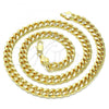 Oro Laminado Basic Necklace, Gold Filled Style Miami Cuban Design, Polished, Golden Finish, 5.223.010.22