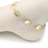 Oro Laminado Fancy Anklet, Gold Filled Style Flower Design, Diamond Cutting Finish, Golden Finish, 5.032.005.1.10