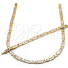 Oro Laminado Necklace and Bracelet, Gold Filled Style Diamond Cutting Finish, Tricolor, 06.102.0008