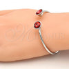 Rhodium Plated Individual Bangle, with Padparadscha Swarovski Crystals, Polished, Rhodium Finish, 07.239.0014.3 (03 MM Thickness, One size fits all)
