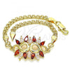 Oro Laminado Fancy Bracelet, Gold Filled Style with Garnet and White Cubic Zirconia, Polished, Golden Finish, 03.63.2126.08