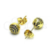 Oro Laminado Stud Earring, Gold Filled Style with Sapphire Blue Micro Pave, Polished, Golden Finish, 02.156.0424.8
