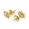 Oro Laminado Stud Earring, Gold Filled Style Butterfly Design, with Pink Cubic Zirconia, Polished, Golden Finish, 02.387.0001