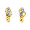 Oro Laminado Huggie Hoop, Gold Filled Style with Amethyst and White Crystal, Polished, Golden Finish, 02.165.0146.4