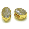 Oro Laminado Huggie Hoop, Gold Filled Style Ball Design, with White Cubic Zirconia, Polished, Golden Finish, 02.283.0172.15