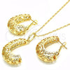 Oro Laminado Earring and Pendant Adult Set, Gold Filled Style Polished, Golden Finish, 10.163.0005