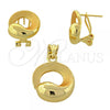 Oro Laminado Earring and Pendant Adult Set, Gold Filled Style Matte Finish, Golden Finish, 10.59.0156
