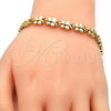 Oro Laminado Fancy Bracelet, Gold Filled Style Butterfly Design, Polished, Golden Finish, 03.210.0066.08