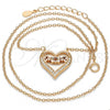 Sterling Silver Pendant Necklace, Heart and Mom Design, with White Cubic Zirconia, Polished, Rose Gold Finish, 04.336.0096.1.16