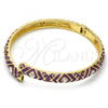 Oro Laminado Individual Bangle, Gold Filled Style with White Crystal, Purple Enamel Finish, Golden Finish, 07.246.0007.05 (07 MM Thickness, Size 5 - 2.50 Diameter)