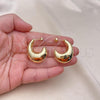 Oro Laminado Stud Earring, Gold Filled Style Hollow Design, Polished, Golden Finish, 02.163.0319