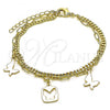 Oro Laminado Charm Bracelet, Gold Filled Style Butterfly and Paperclip Design, Polished, Golden Finish, 03.213.0185.07