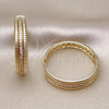 Oro Laminado Huggie Hoop, Gold Filled Style with White Micro Pave, Polished, Golden Finish, 02.204.0022.35