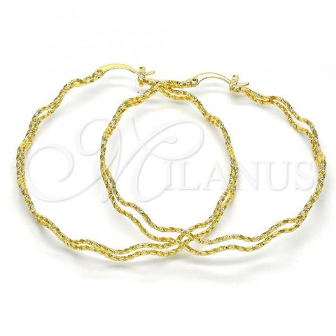 Oro Laminado Large Hoop, Gold Filled Style Diamond Cutting Finish, Golden Finish, 02.168.0048.55