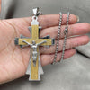 Stainless Steel Pendant Necklace, Crucifix Design, Polished, Two Tone, 04.116.0061.30