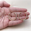 Oro Laminado Medium Hoop, Gold Filled Style Hollow Design, Diamond Cutting Finish, Golden Finish, 02.213.0814.30