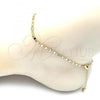 Oro Laminado Basic Anklet, Gold Filled Style Mariner Design, Diamond Cutting Finish, Golden Finish, 04.213.0242.10