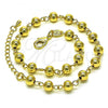 Oro Laminado Fancy Anklet, Gold Filled Style Ball Design, Polished, Golden Finish, 03.63.2178.10