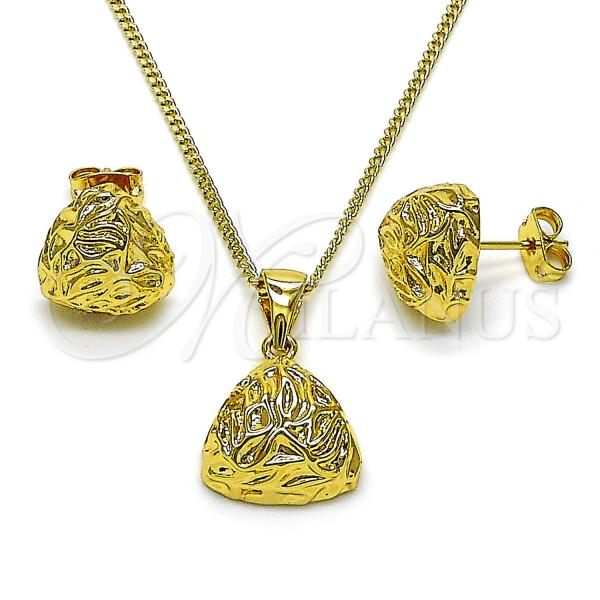 Oro Laminado Earring and Pendant Adult Set, Gold Filled Style Polished, Golden Finish, 10.342.0212