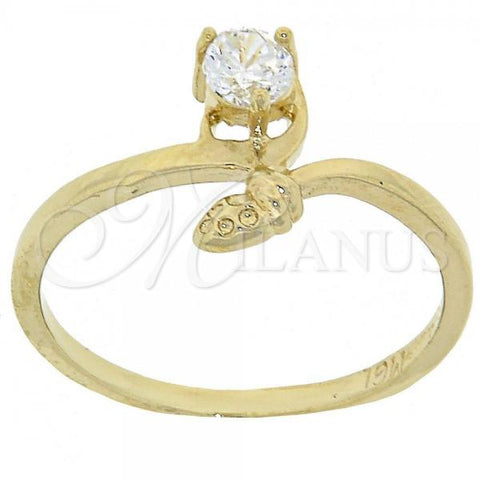 Oro Laminado Multi Stone Ring, Gold Filled Style with White Cubic Zirconia, Diamond Cutting Finish, Golden Finish, 5.167.034.09 (Size 9)