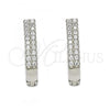 Sterling Silver Huggie Hoop, with White Cubic Zirconia, Polished, Rhodium Finish, 02.286.0009.10