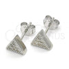 Sterling Silver Stud Earring, with White Cubic Zirconia, Polished, Rhodium Finish, 02.336.0044