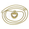 Oro Laminado Pendant Necklace, Gold Filled Style Heart Design, with Garnet Micro Pave, Polished, Golden Finish, 04.156.0060.2.20