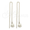 Oro Laminado Threader Earring, Gold Filled Style Star and Moon Design, Diamond Cutting Finish, Golden Finish, 5.115.002