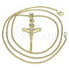 Oro Laminado Pendant Necklace, Gold Filled Style Crucifix Design, Polished, Golden Finish, 04.242.0103.20